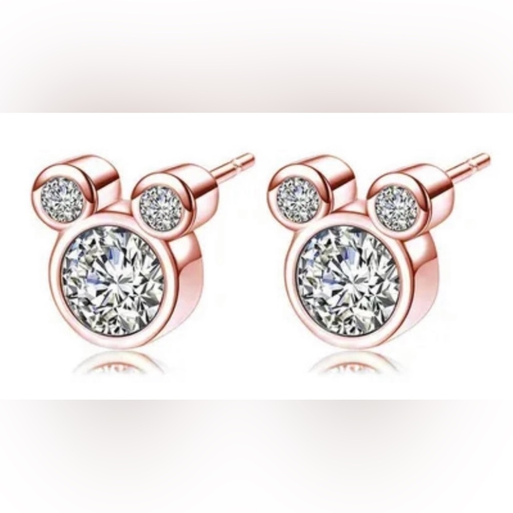 Rose Gold Mickey Stud Earrings Pretty
